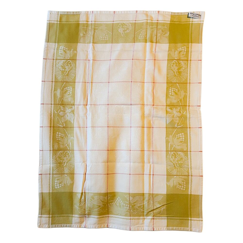 Le Jacquard Francais Primrose Bordier White/Green/Pink 29x21 Kitchen Hand Towel